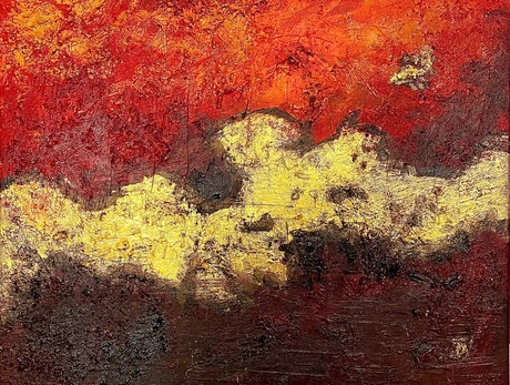 Golden abstract paintings